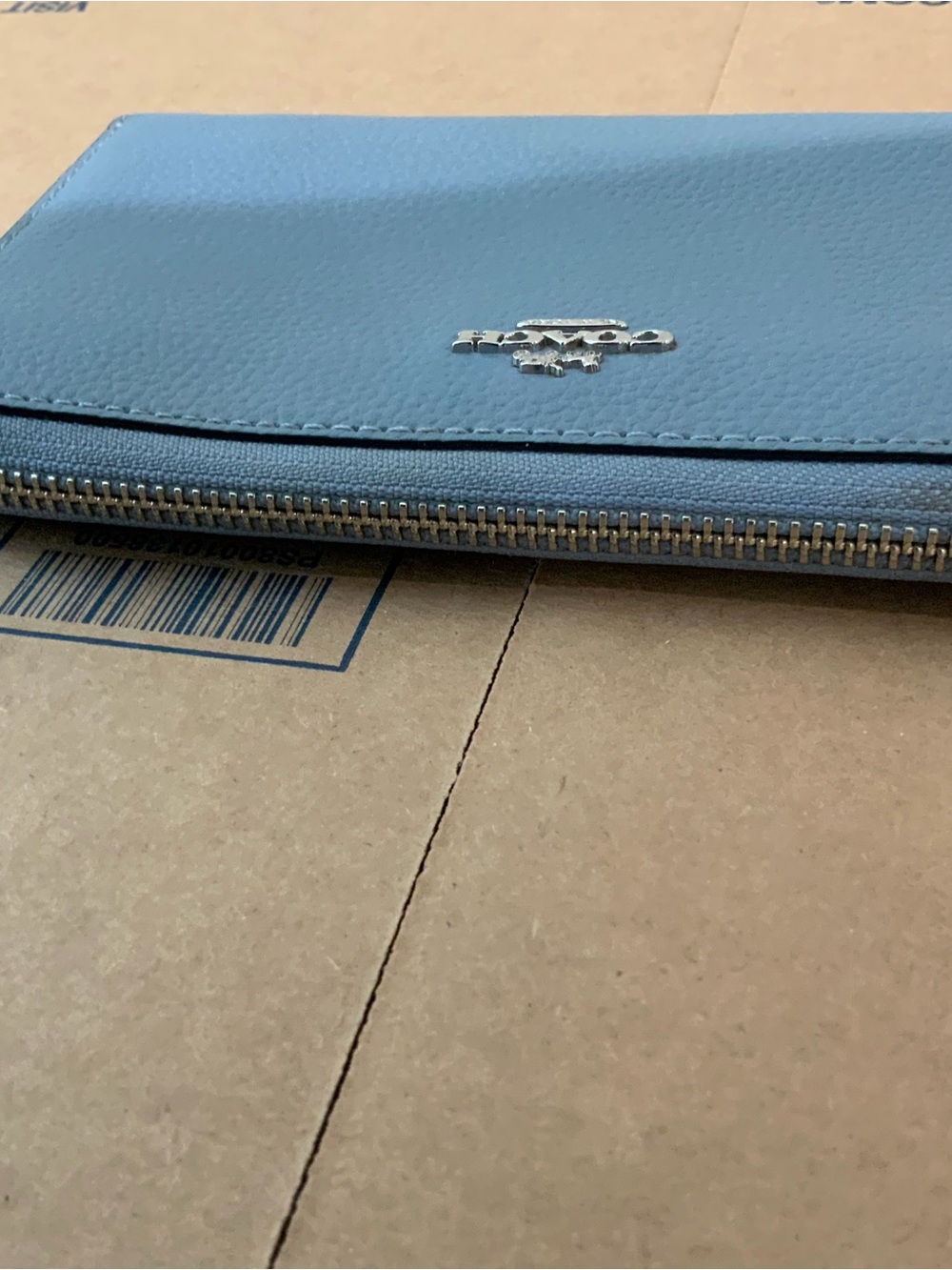 Coach Pebbled Leather Zip Wallet in Dusty Blue - Picture 6 of 6